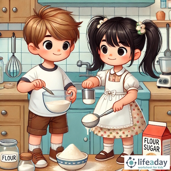 การ์ตูนสำหรับเด็ก ในรูปแบบ นิทานการ์ตูนสองภาษา เรื่อง Big Baking Day หน้า 2